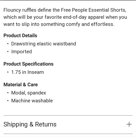 Nwt Free People Intimately The Essential Short - Picture 4 of 7